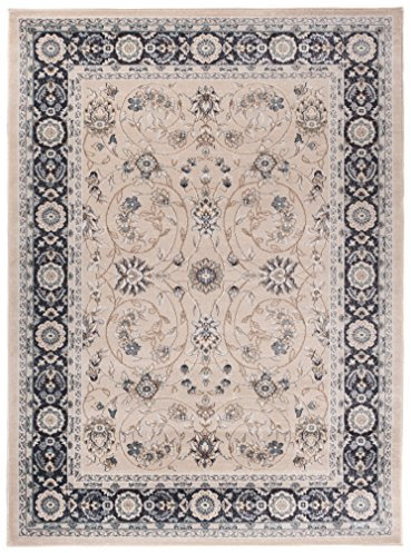 Carpeto Rugs Traditioneller Klassischer Teppich für Ihre Wohnzimmer - Schwarz Beige - Perser Orientalisches Antik Ziegler Ornamente Top Qualität Pflegeleicht AYLA 200 x 300 cm Groß