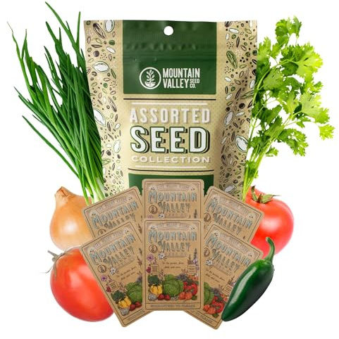 Mexican Seed Salsa Garden Collection | Basic Assortment | Grow Vegetables for Salsa, Hot Sauce, Pico De Gallo | 6 Non-GMO Vegetable Gardening Seed Packets: Jalapeno, Tomato, Cilantro, Onion, Chives, &