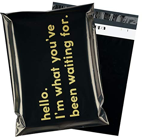 RUSPEPA Poly Mailer Shipping Bag with Self Sealing, Business Text Printed Design 2.3 Mil Heavy Duty Self Seal Mailing Envelopes, 100 Pack 10 x 13 inches, Black