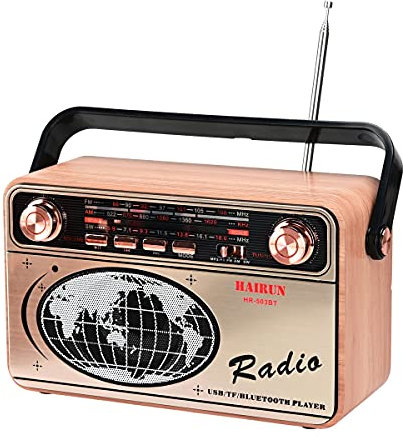 Radio Portable Vintage FM/AM (MW) / SW, Radio Vintage, Bouton de réglage, Prise en Charge de la Carte Bluetooth/TF/AUX/Lecteur MP3 USB, Radio rétro, Haut-Parleur intégré (R-503BT)