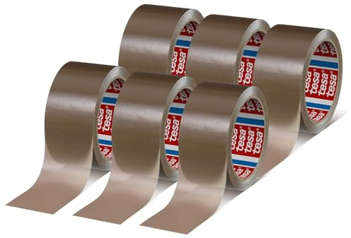 tesapack 4280 PP-paketband - 66 m x 50 mm - brun - 6 rullar | Pakettejp av PP-film - pakettejp för lätta och medelstora paket - tejp som är lätt att rulla ut