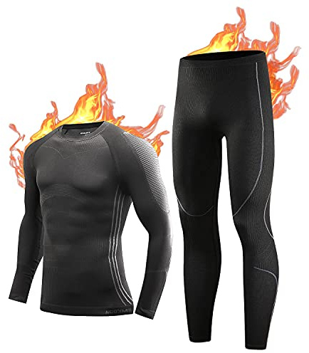 NOOYME Men's Thermal Underwear, Winter Long Johns for Men Thermal Quick Dry Base Layers Men Thermal Underwear Anti-Bacterial Hygroscopic Compression Mens Thermals Top And Bottoms for Run Ski Workout