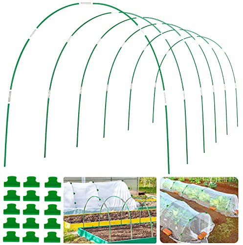 WYRJXYB Folientunnel für Hochbeet, 36 Stück Pflanztunnel Bögen für Hochbeet-Gewächshaus Bögen mit 24 Clips,Fiberglasstangen DIY Folientunnel Bögen Pflanz Tunnel für Netz Pflanz Abdeckung Obst Gemüse