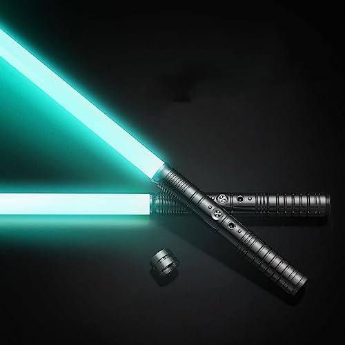 Lischwert 2Pack LightSaber,Connectable 2-in-1 Dueling Metal Light Sabers Changeable 7 RGB Color 3 Modle Voices,Smooth Swing & Fight Sound Effects, Gift Party Favors&Kids Fancy Dress(Black)