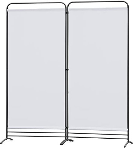 Angel Living Biombo Divisor de 2 Paneles,Separadores de Ambientes Biombos Separador,Biombos Exterior Jardin para Oficinas Balcón Dormitorio Jardín al Aire Libre, 162cm x 180cm Blanco