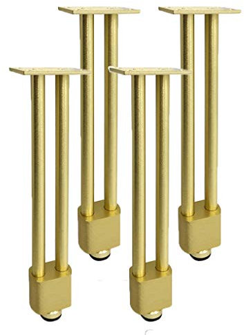 4 Stück Möbelbeine, verstellbare Metall-Tischbeine, Möbelfüße, Aluminium-Ersatzfüße, Möbelerhöhungen, Doppelrohr-Stütze, Couchbeine, Sofa-Schreibtischbeine, Bettschränke, Erhöhungen (gebürstetes Gold)