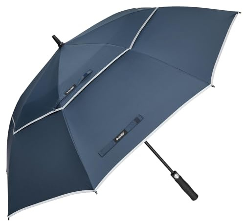 G4Free 47/54/58/62/68 Inch Automatic Open Golf Umbrella Extra Large Oversize Double Canopy Vented Windproof Waterproof Stick Umbrellas with Reflective Strip Design(Blue02, 47 inch)