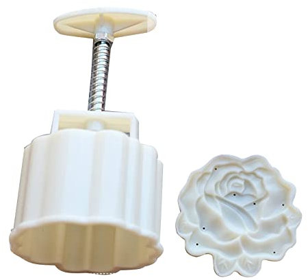 YOGOTEU Moules à fleurs pour festival de la mi-automne 50/75/150 g - Moule à gâteau de lune avec tampons réutilisables (blanc) - Moule 75 g - 50 g - Presse à biscuits pour moules