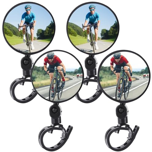 UTXN Specchietto per Bici, 4 Pezzi Specchietto per Bicicletta Accessori per Ciclo Specchietti per Bicicletta per Manubrio Specchietti retrovisori per Bicicletta Regolabili a 360° per Mountain Bike