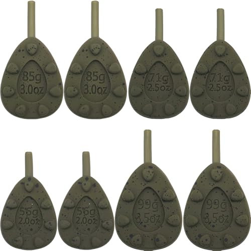 Paradox Fishing Set de 8 Inline plombs pour carpes - 2X 56g/71g/85g/99g I Plomb Peche Carpe Plomb (Inline Ovale)