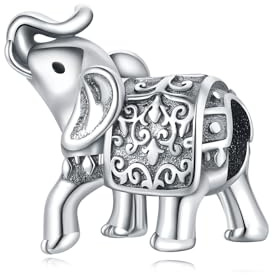 PANPOKI Charms Animaux Argent 925 – Panda, Chien, Chat, Éléphant, Papillon, Libellule | Perles Compatibles pour Bracelets et Colliers | Pochette Velours + Chiffon