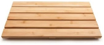 HubewaGlobal Natural Bamboo Wooden Bath Mat Duckboard Bamboo Bath Mat For Bathroom, Outdoor Shower & Spa 50 x 33 x 2.5cm Multipurpose with Anti Slip Rubber Feet Duck Board Wooden Shower mats