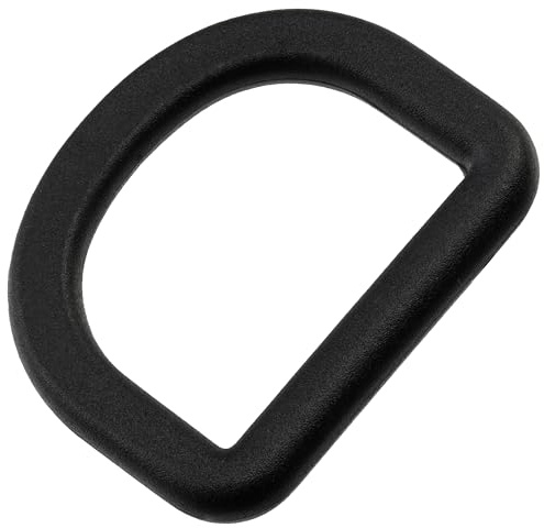 Aerzetix - Set di 24 anelli di borsa a forma D semicircolari | passante 25mm | per tracolle nastri cinture decorazioni progetti creativi | colore nero | in plastica