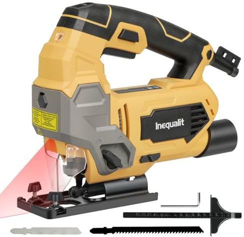 Inequalit 800W Jig Saw,6 Variable Speed,Laser Assisted 45° Bevel Cutter