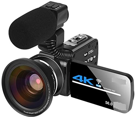Digitalkamera, Night Vision digitalkameror vidvinkel 4K videobandspelare Streaming videokamera for fotografering 18X mikrofon Vlogg webbkamera(64G SD Card)