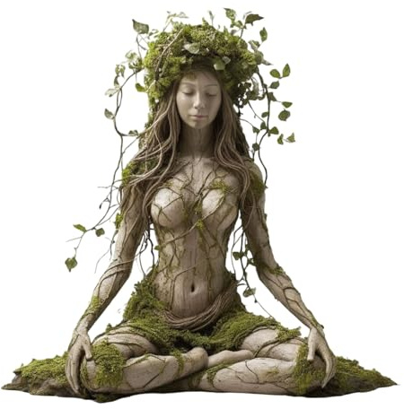 Bohemian Goddess Statue, Green Goddess Statue Nature Gaia Goddess Statues Acrylic Plaque Desktop Decoration for Home Office (Green, C)