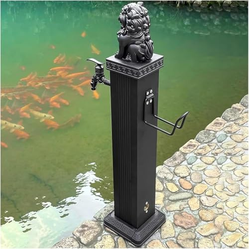 Colonne d'eau d'extérieur en acier inoxydable avec robinet – Station d'eau de jardin autonome pour plantes, fontaine verticale et bouche d'incendie, idéale pour l'irrigation des terrasses et