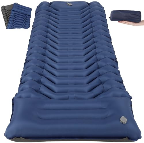 HAUSPROFI Inflating Sleeping Pad for Camping, UltraLight Inflatable Sleeping Mat with Built-in Foot Pump, Waterproof, Portable, Camping Mattress for Outdoor Camping, Backpacking, Hiking (Blue)