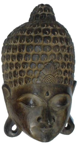 Guru-Shop Maschera di Buddha, Decorazione Murale, Etno Decorazione Murale in Legno di Balsa, Dimensioni: 35 cm, Maschere per la Decorazione Murale