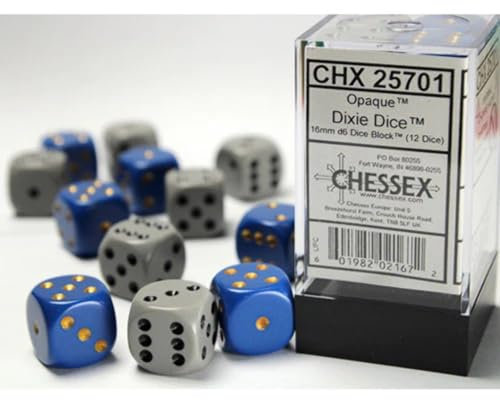 CHX25701 Dado a pois, 16 mm, 12D6 Blu Grigio Dixie Dice