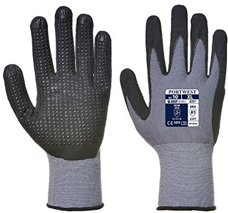 Portwest A351 Lightweight DermiFlex Plus Glove Grey/Black, Large