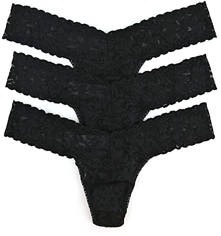Hanky Panky Signature Lace Thongs Low Rise, No VPL, 3 Pack, One Size 2-12