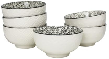 Ard'time - Bol Komae noir et blanc diam 12 cm lot de 6