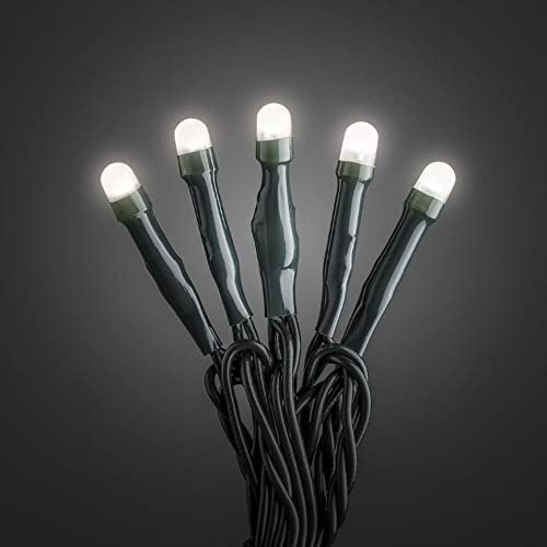 Konstsmide Micro LED Lichterkette, gefrostet, 200 warm weiße Dioden, 30V Außentrafo, schwarzes Kabel - 3813-100