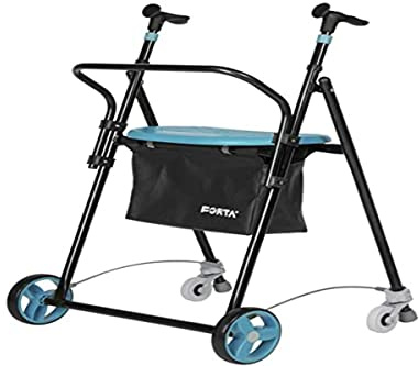 Rullhjul rullare, Air ON plus modell | järnpromenad ram | hopfällbar rullator | bromsar på bakhjulen | Utrustad med korg, säte och ryggstöd | Färg: Smaragdgrön
