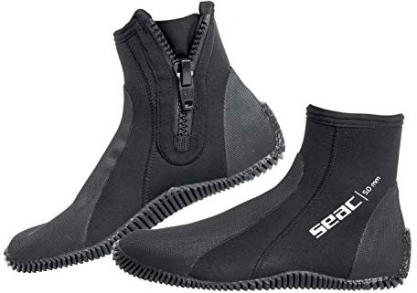 Seac Regular Boot - kurzer, 5 mm starker Neopren-Tauchstiefel mit halbstarrer Sohle und Fersen- sowie Knöchelschutz, Schwarz, XXS