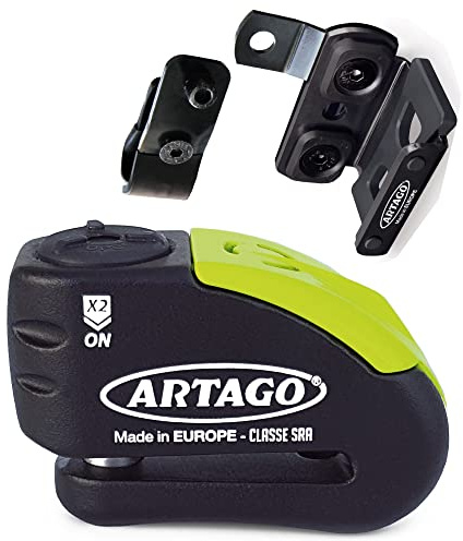 Artago 30X4 Pack Candado Antirrobo Disco con Alarma 120db Alta Seguridad + Soporte para Honda CRF 1000l Africa Twin, Homologado SRA y Sold Secure Gold