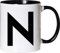 Mister Merchandise Becher Tasse Buchstabe N Kaffee Kaffeetasse liebevoll Bedruckt Anfangsbuchstabe Initial Initialien Weiß-Schwarz