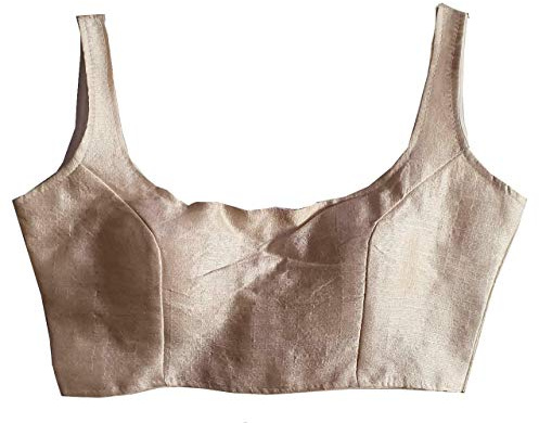 Vihu Fashion damblus av siden, enfärgad, halv ärm, BB Mix_Cream_38