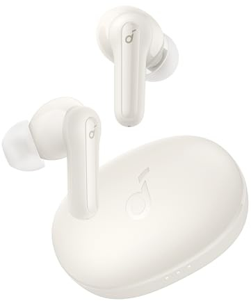 Soundcore by Anker Life P2 Mini True-Wireless Earbuds, In-Ear hörlurar, 10 mm ljudgenomgång, intensiv bas, EQ, Bluetooth 5.2, 32 timmars batteri, laddning med USB-C, vit (Champagnevit) (Renoverad)