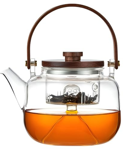 Jauhmui glas tekanna med sil insats 800 ml tekanna för spis elektrisk spis