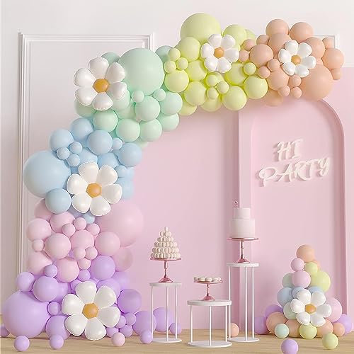 159 ghirlande di palloncini pastello con margherite, ghirlanda di palloncini, decorazione di compleanno per ragazze, palloncini pastello, decorazione arcobaleno, ghirlanda per palloncini per baby