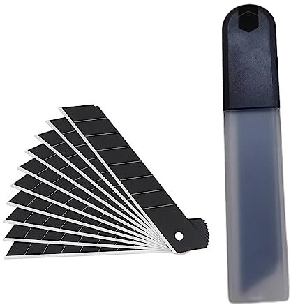 MANUFORE 50 Stück 18mm SK5 Schwarz Abbrechklinge für Cuttermesser Profi, 18mm Ersatzklingen aus Carbonstahl zum Schneiden von Papier, Teppich und Pappe…