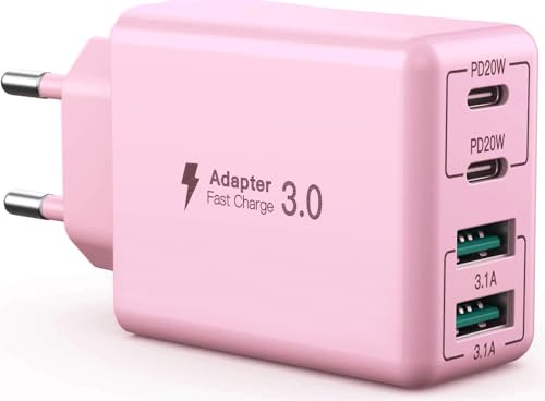 USB C-laddare, 40 W 4 portar USB C snabbladdningsblock dubbel port PD+QC multiport typ C-laddare kompatibel med iPhone 11/12/13/14/15/Pro Max/XS/XR/8/7/Samsung telefon/surfplatta