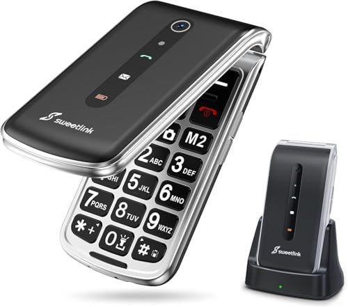 SweetLink F1 Plus Teléfono Móvil para Personas Mayores, 2G gsm Telefonos Moviles con Tapa, Teclas Grandes y Volumen Alto, Botón SOS, Contactos con Imágenes, Bateria 1000mAh, Doble SIM, Pantalla 2,4