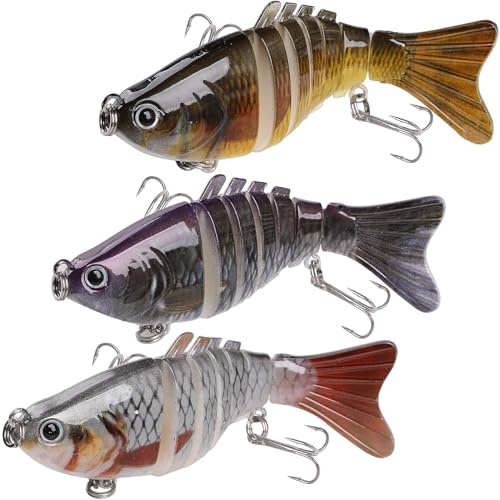 GeeRic Sea Fishing Lures - Multi Jointed Swimbaits & Bionic Swimming Lures Kit for Bass, Perch, Trout & Pike