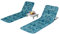 COSTWAY 2er Set Strandmatte mit Beistelltisch, Kopfkissen & Staufach, Liegematte mit Verstellbarer Rückenlehne, Sonnenmatte faltbar, leicht, tragbar, Strandliege für den Strand (Türkisblau)