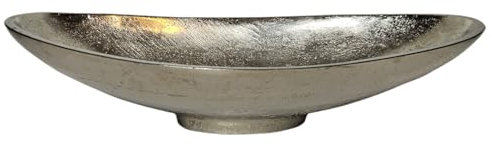 Meinposten Dekoschale Metall silber Schale Metallschale oval Deko Tischdeko Länge 34 cm, 10842