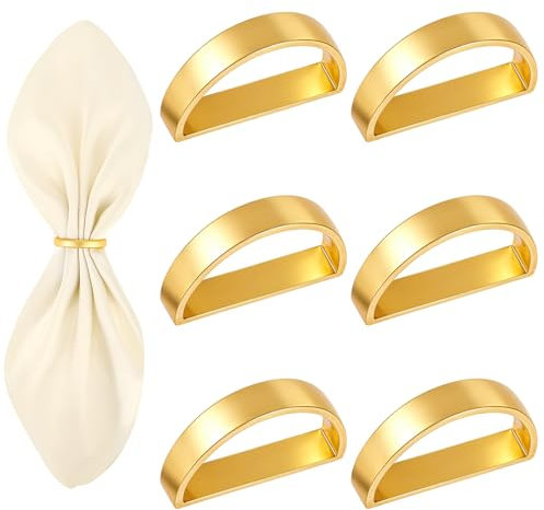 6 Stück Gold Metall Serviettenring Halbrunder, Metall Serviettenschnallen Gold Serviettenring Set für Hochzeit, Party, Feiertagsparty, Geburtstagsparty, Jahrestag, Abendessen