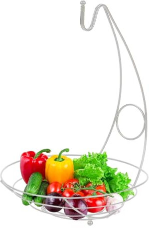 Ciotola per cesto di frutta da appoggio - Ciotola per frutta e verdura in piedi, soluzione per riporre le verdure con gancio per banane | Conservazione sicura delle ciotole per verdure Eleganti ciotol