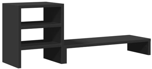 vidaXL Skärmställ med förvaring konstruerat trä svart, ställ för monitor, datorställ, monitorstativ, ställ för monitorer, monitorställ, skärmstativ
