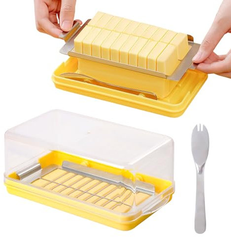 EASYLOCK Butterdose Kunststoff mit Buttergabel Butterschneider für 454g Butter in 20 gleiche Portionen aufteilen