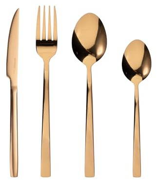 BERGNER SOFIA BG, 16-delat bestick i rostfritt stål, inkluderar 4 knivar, 4 gafflar, 4 skedar, 4 teskedar, kopparfinish