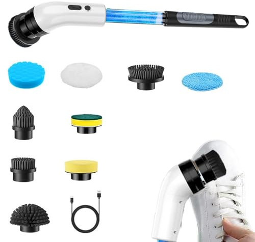 Electric Rotary Washer Dryer: High Power Cordless Cleaning Brush, Durable Cleaning Products | High Power Cleaning Products with Replaceable Head, Multi Scrubber Dryer
