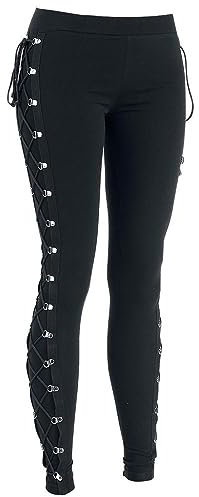 Generisch Punk Kleidung Damen Gothic Hose Enge Hosen Leggings Röhrenhose Freizeithose Schwarz Leggins Cool Gathered Pants Gothic-Distressed-Punkhose Mode Trousers mit Schnürung Streetwear