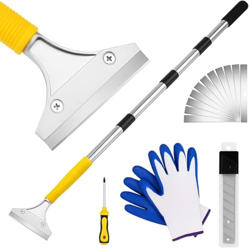 DIYSELF Tapetenentferner Werkzeug, Tapetenschaber Set mit Teleskopstange | Bodenschaber mit Stiel, Spachtel mit langem Stiel und Teppichschaber für Tapeten, Farbe, Klebereste, Fliesen und Böden